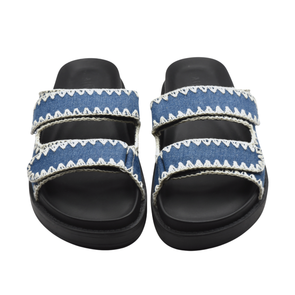 Slip-in Sandal med Langettsöm Denim